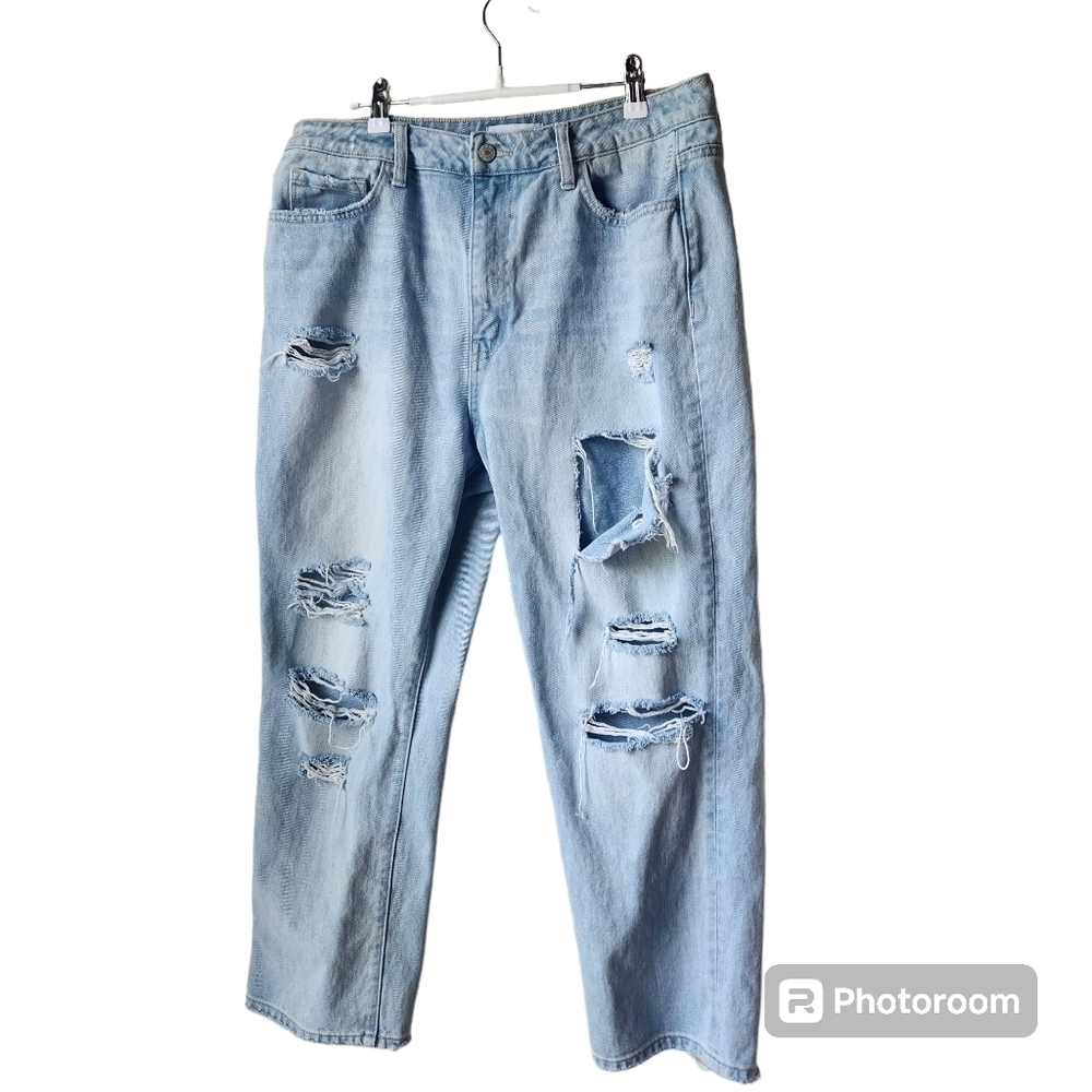 VERVET by Flying MonkeySuper High Rise Distressed Crop Straight Jeans Sz. 31 - Picture 2 of 7
